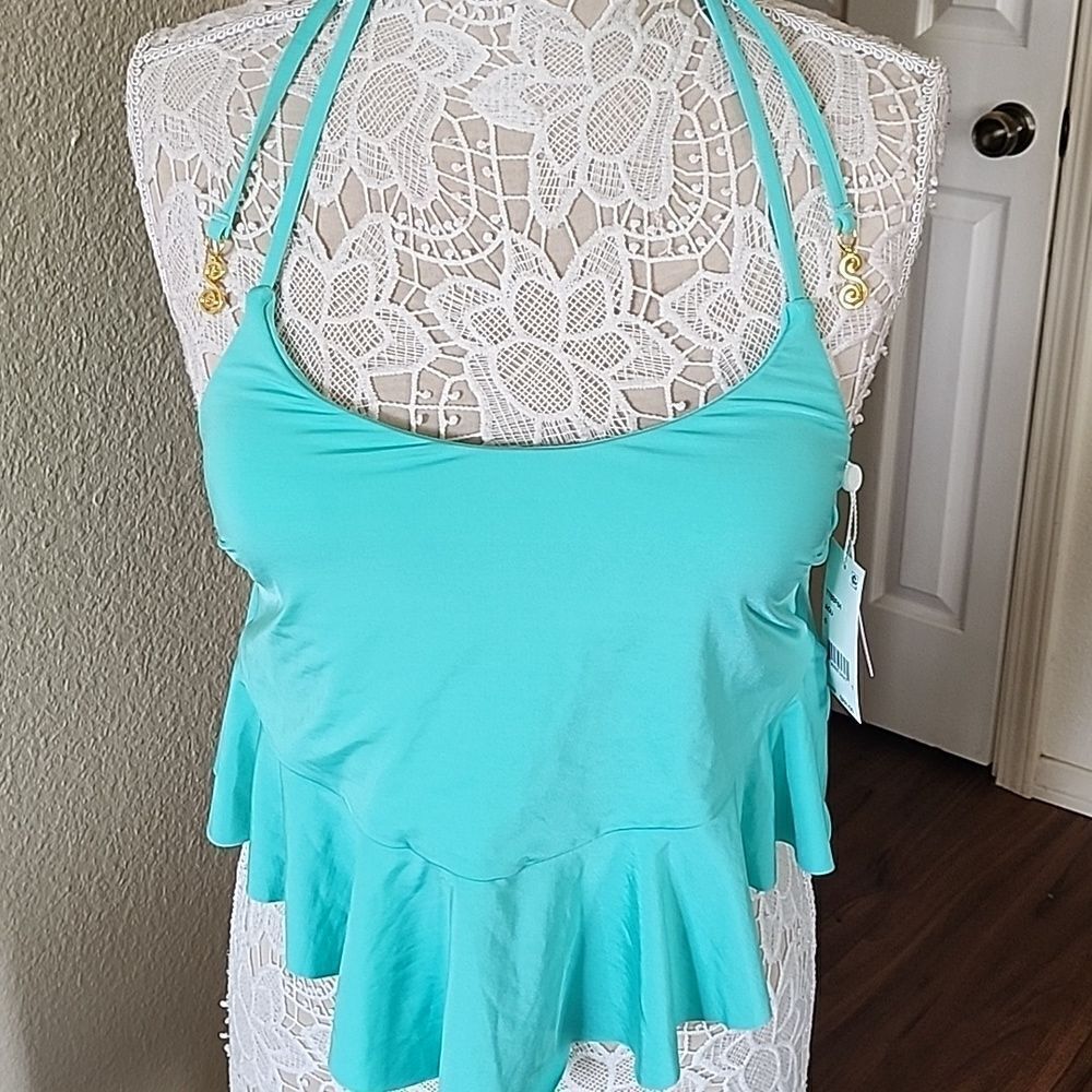 Trina Turk Fluttery Mint Color Tankini Top Size 6 NEW With Tags - Picture 5 of 8